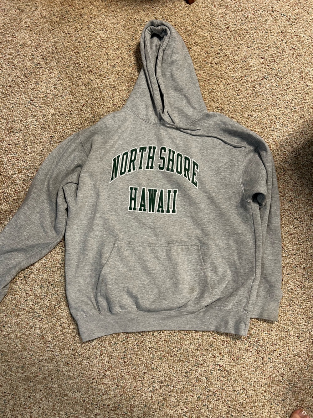 John Galt Gray Pullover Hoodie with Green 'North Shore Hawaii' Print